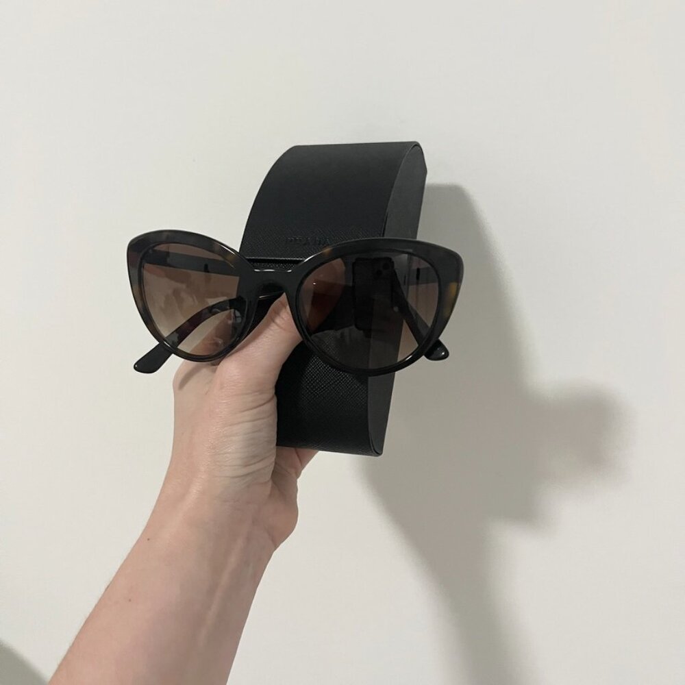 Prada Black Cat Eye Acetate Sunglasses with Case - Picture 2 of 7